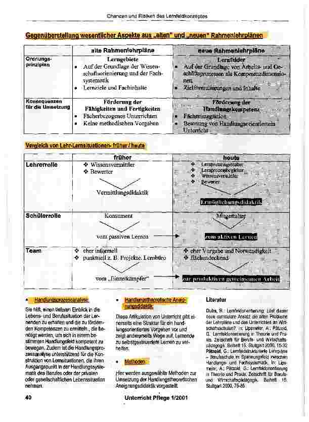 Vorschauseite 4: Chancen und Risiken des Lernfeldkonzeptes