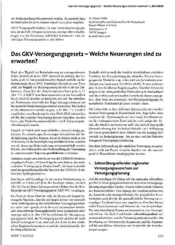 Vorschauseite 1: Das GKV-Versorgungsgesetz -Welche Neuerungen sind zu erwarten?