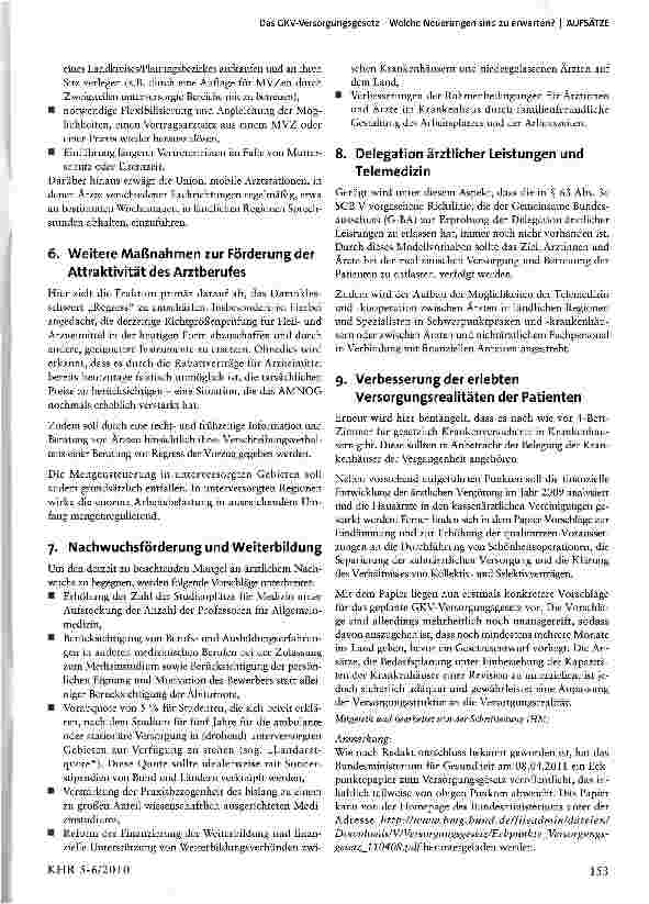 Vorschauseite 3: Das GKV-Versorgungsgesetz -Welche Neuerungen sind zu erwarten?