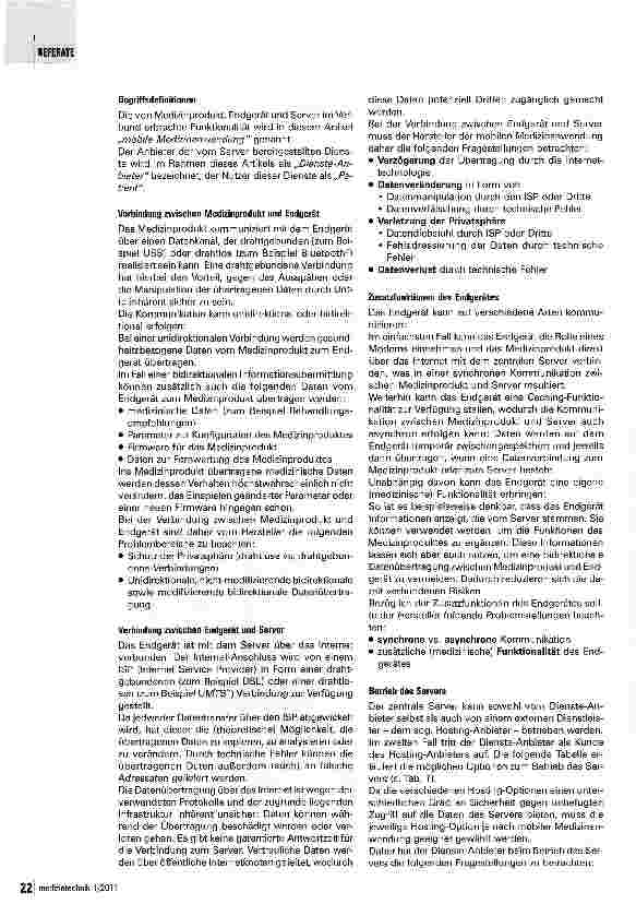 Vorschauseite 2: Regularien für mobile MedizinprodukteWelche Anforderungen gelten für die Kommunikation via Internet?