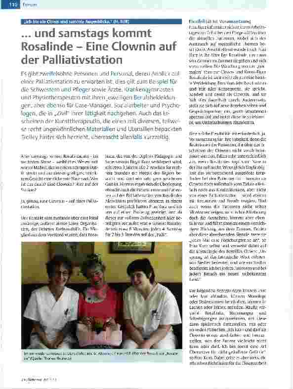 Vorschauseite 1: ... und samstags kommt Rosalinde - Eine Clownin auf der Palliativstation