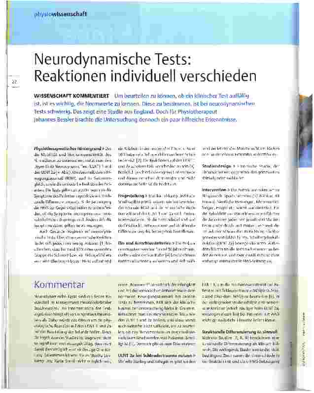 Vorschauseite 1: Neurodynamische Tests: Reaktionen individuell verschieden