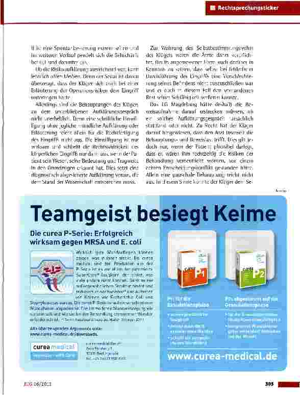 Vorschauseite 2: Hypothetische Einwilligung in eine Augen-OP OLG Naumburg vom 17.2.2011 (1 U 89/10}