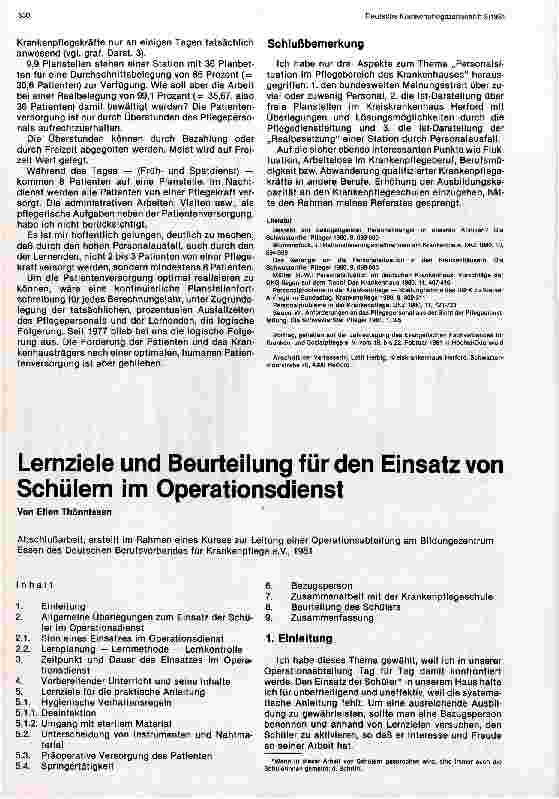 Vorschauseite 6: Personalsituation im Pflegebereich des Krankenhauses