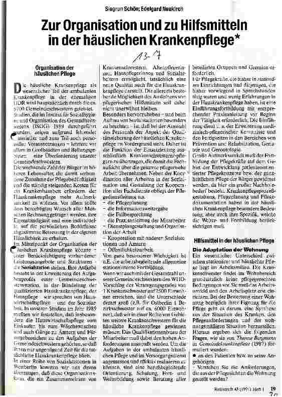 Vorschauseite 1: Zur Organisation und zu Hilfsmitteln in der häuslichen Krankenpflege
