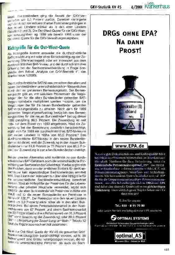 Vorschauseite 6: Analyse der GKV-Statistik (III): KV 45 und KJ 1 für 1999