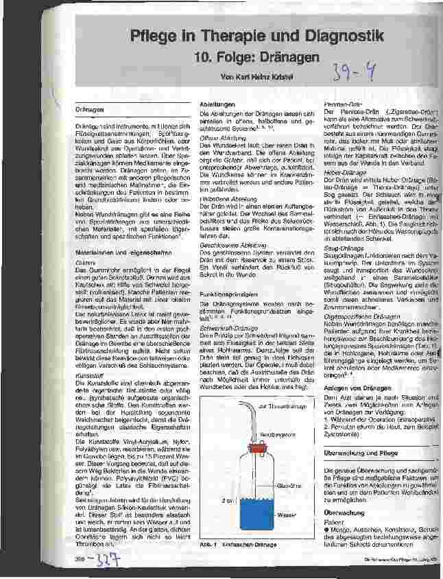 Vorschauseite 1: Pflege in Therapie und Diagnostik 10. Folge: Drainagen
