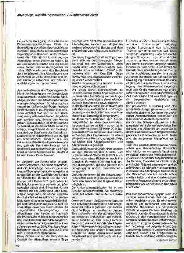 Vorschauseite 2: Altenpflege, Ausbildungssituation, Zukunftsperspektiven