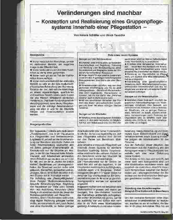 Vorschauseite 1: Veränderungen sind machbar - Konzeption und Realisierung eines Gruppenpflegesystems innerhalb einer Pflegestation