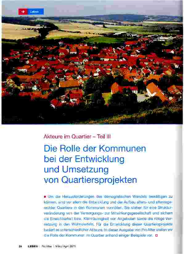 Vorschauseite 1: Akteure im Quartier - Teil IIIDie Rolle der Kommunen bei der Entwicklung und Umsetzung von Quartiersprojekten