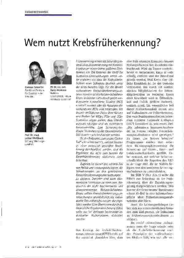 Vorschauseite 1: Wem nutzt Krebsfrüherkennung?
