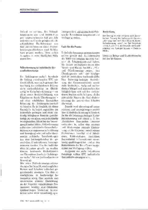 Vorschauseite 5: Wem nutzt Krebsfrüherkennung?