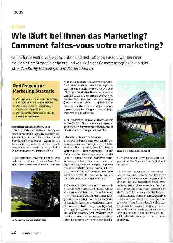 Vorschauseite 1: Wie läuft bei Ihnen das Marketing? Comment faites-vous votre marketing?