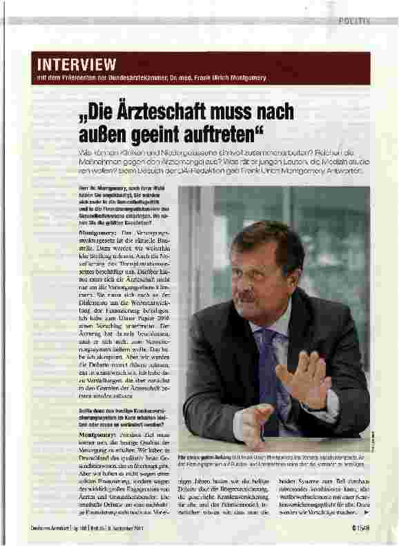 Vorschauseite 1: „Die Ärzteschaft muss nach außen geeint auftreten