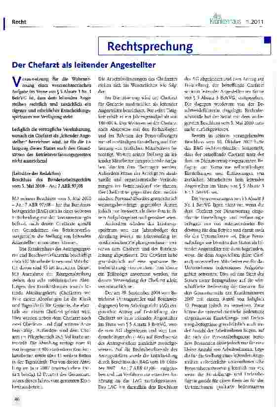 Vorschauseite 1: Der Chefarzt als leitender Angestellter