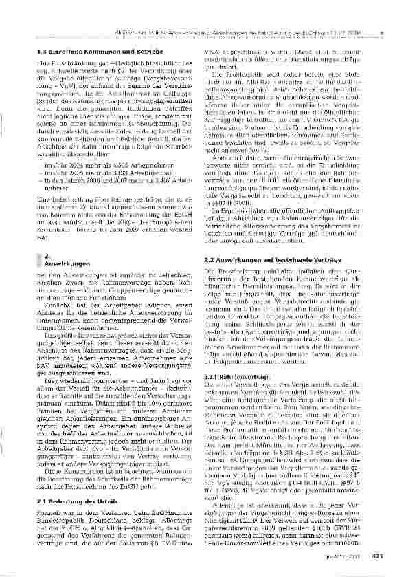 Vorschauseite 2: Betriebliche Altersversorgung: Auswirkungen der Entscheidung des EuGH vom 15.07.2010
