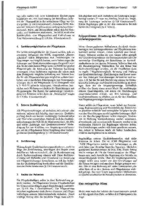 Vorschauseite 3: Qualität per Gesetz? Zum Entwurf eines Pflege-Qualitätssicherungsgesetzes