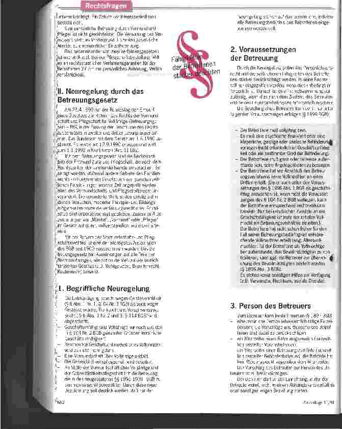 Vorschauseite 2: Kein Vormund für Erwachsene! Neues Betreuungsgesetz will die Persönlichkeit stärker berücksichtigen