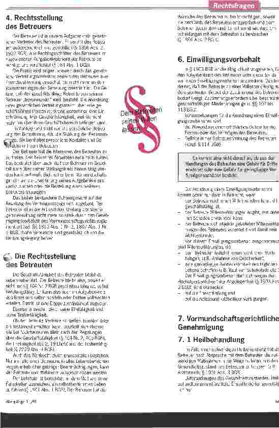 Vorschauseite 3: Kein Vormund für Erwachsene! Neues Betreuungsgesetz will die Persönlichkeit stärker berücksichtigen
