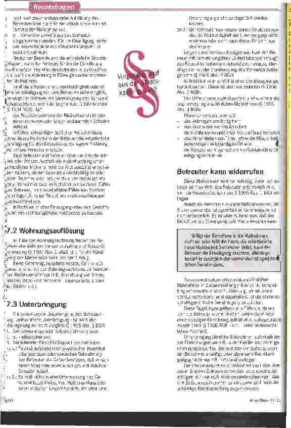 Vorschauseite 4: Kein Vormund für Erwachsene! Neues Betreuungsgesetz will die Persönlichkeit stärker berücksichtigen