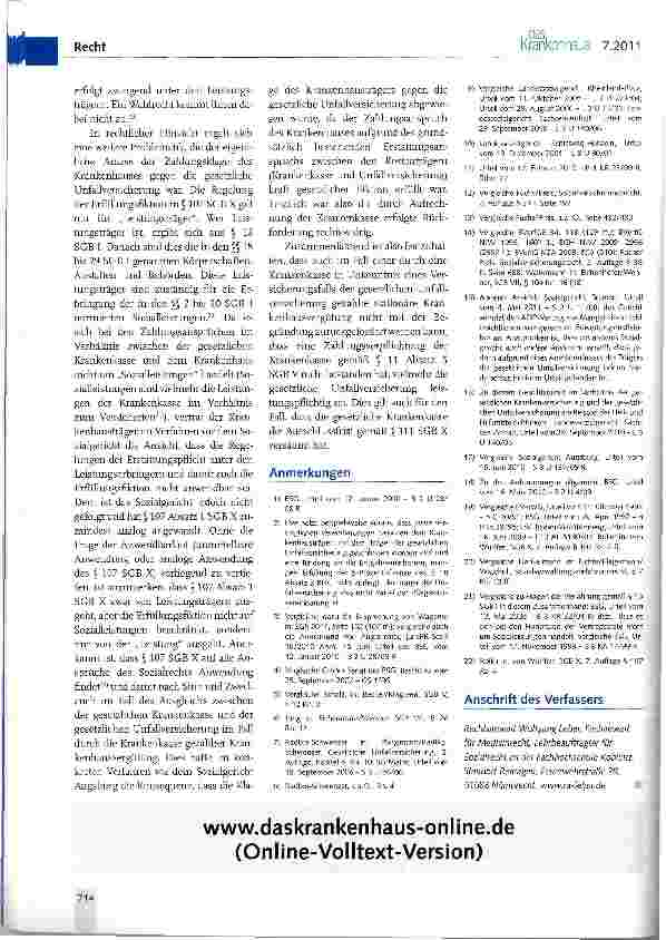 Vorschauseite 4: Gesetzliche Unfallversicherung und stationäre Krankenhausbehandlung
