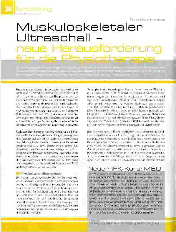 Vorschauseite 1: Muskuloskeletaler Ultraschall -neue Herausforderung