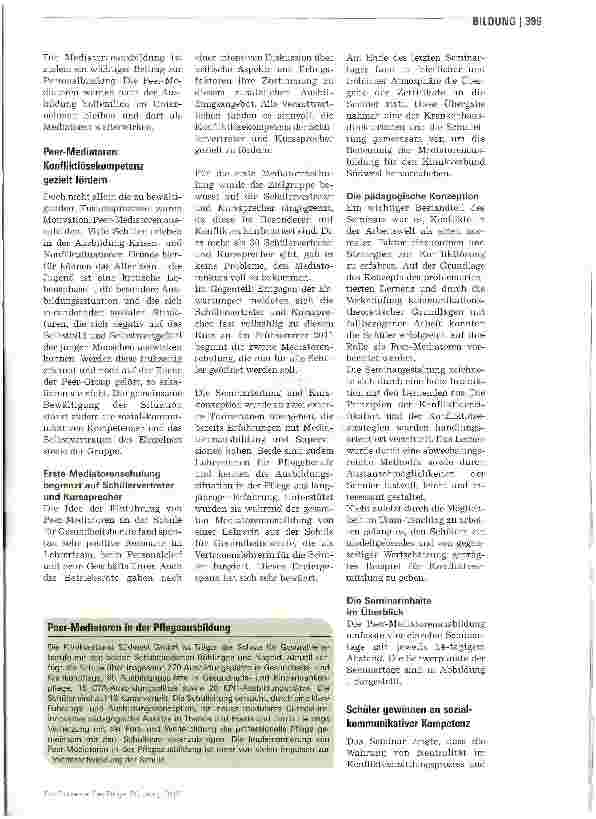 Vorschauseite 2: Peer-Mediatoren bringen die Pflegeausbildung voran