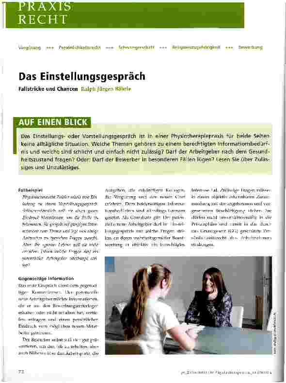 Vorschauseite 1: Das Einstellungsgespräch