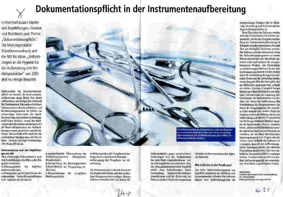 Vorschauseite 1: Dokumentationspflicht in der Instrumentenaufbereitung