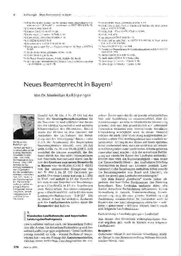 Vorschauseite 1: Neues Beamtenrecht in Bayern