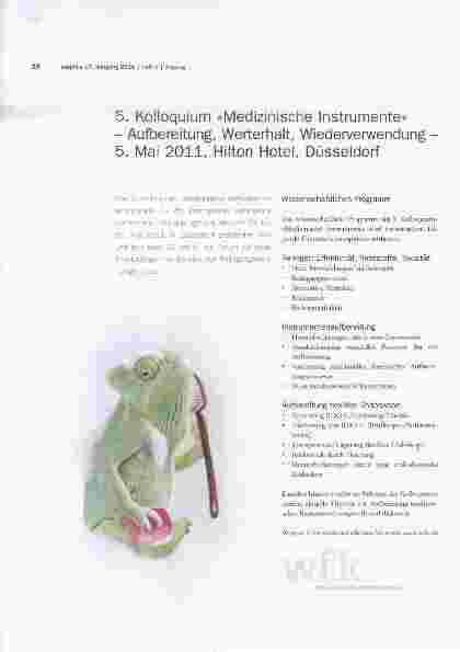Vorschauseite 1: 5. Kolloquium »Medizinische Instrumente«- Aufbereitung, Werterhalt, Wiederverwendung - 5. Mai 2011, Hilton Hotel, Düsseldorf