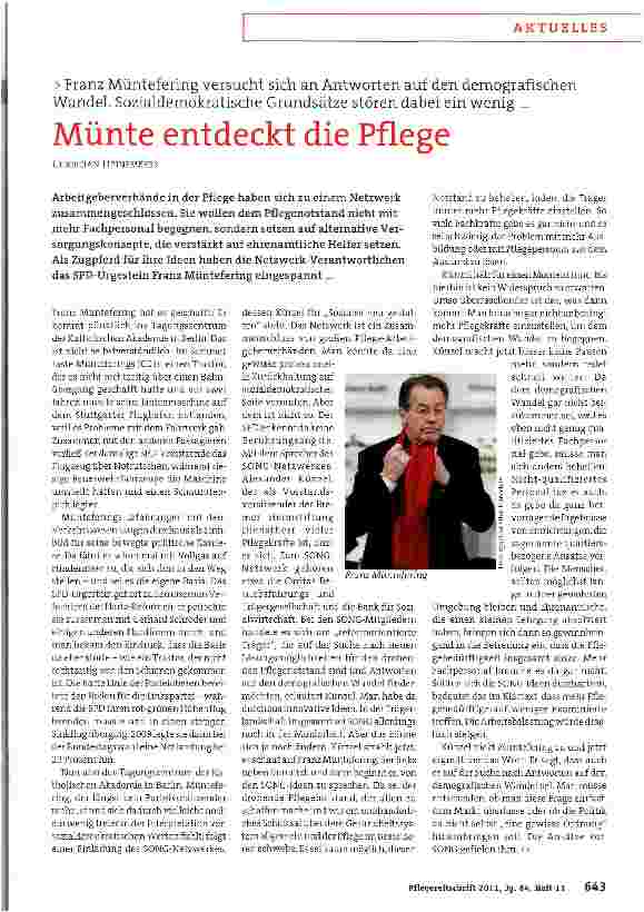 Vorschauseite 1: Münte entdeckt die Pflege