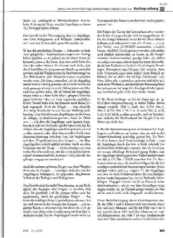 Vorschauseite 5: Freiheitsstrafe und Berufsverbot wegen gefährlicher Körperverletzung in sieben Fällen