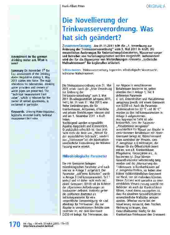 Vorschauseite 1: Die Novellierung der Trinkwasserverordnung. Was hat sich geändert?