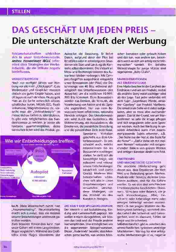 Vorschauseite 1: DAS GESCHÄFT UM JEDEN PREIS -Die unterschätzte Kraft der Werbung