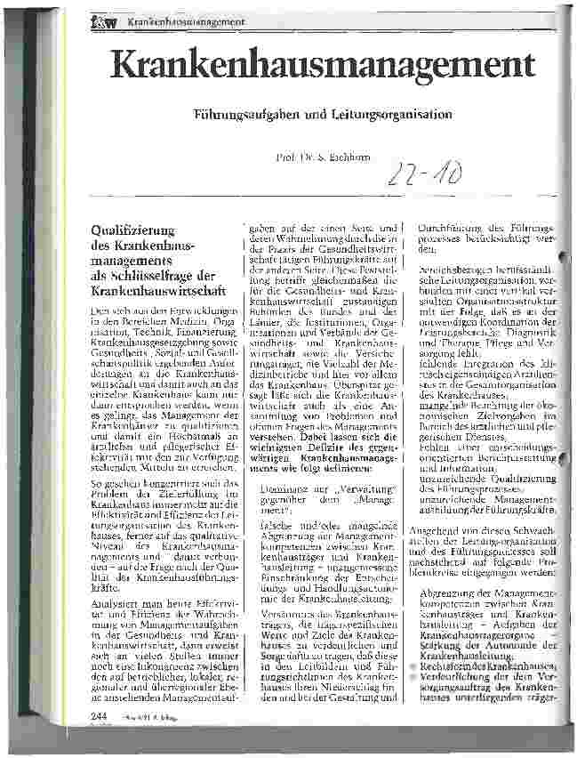 Vorschauseite 1: Krankenhausmanagement - Führungsaufgaben und Leitungsorganisation
