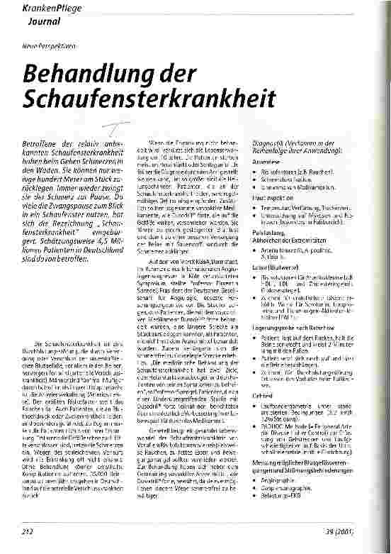 Vorschauseite 1: Behandlung der Schaufensterkrankheit Neue Perspektiven