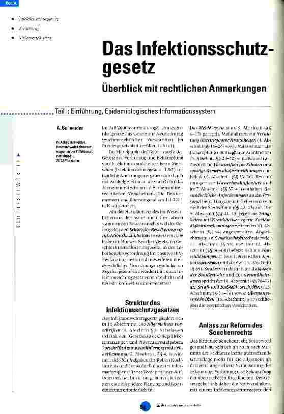 Vorschauseite 1: Das Infektionsschutzgesetz Überblick mit rechtlichen Anmerkungen