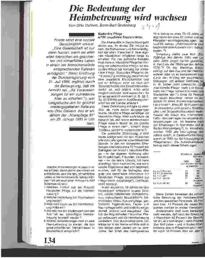Vorschauseite 1: Die Bedeutung der Heimbetreuung wird wachsen