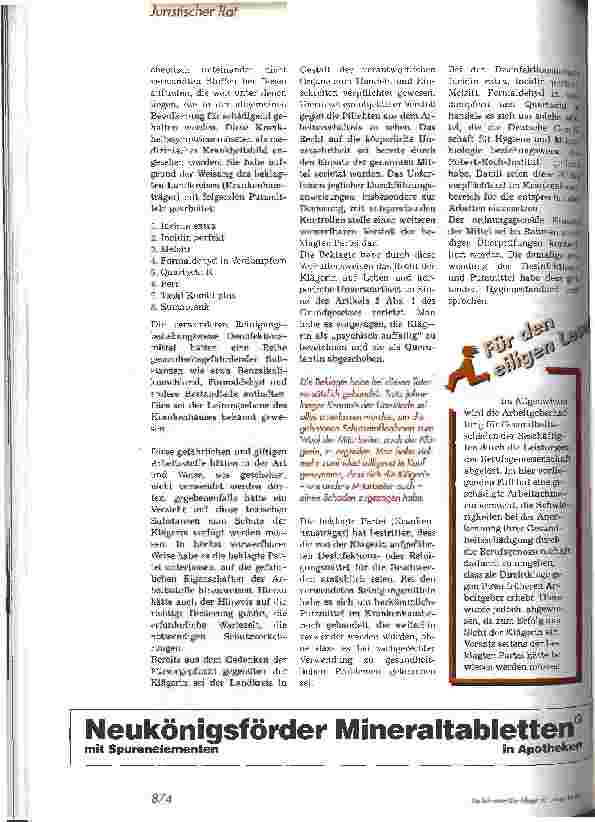 Vorschauseite 2: Keine Haftung bei Chemikalienunverträglichkeit