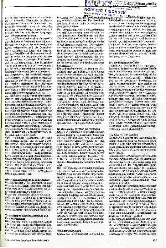Vorschauseite 2: Zur Diskussion: Memorandum gegen die neue Lebensunwert-Diskussion Arbeitskreis zur Erforschung der Euthanasie-Geschichte