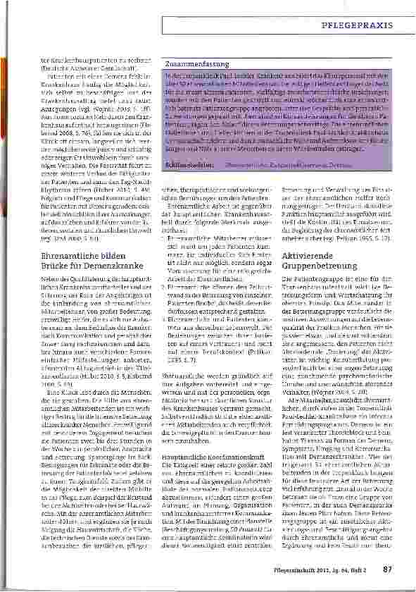 Vorschauseite 2: Aktivierende Gruppenbetreuung für demenzkranke PatientenEhrenamtliche sorgen für bunte Abwechslung