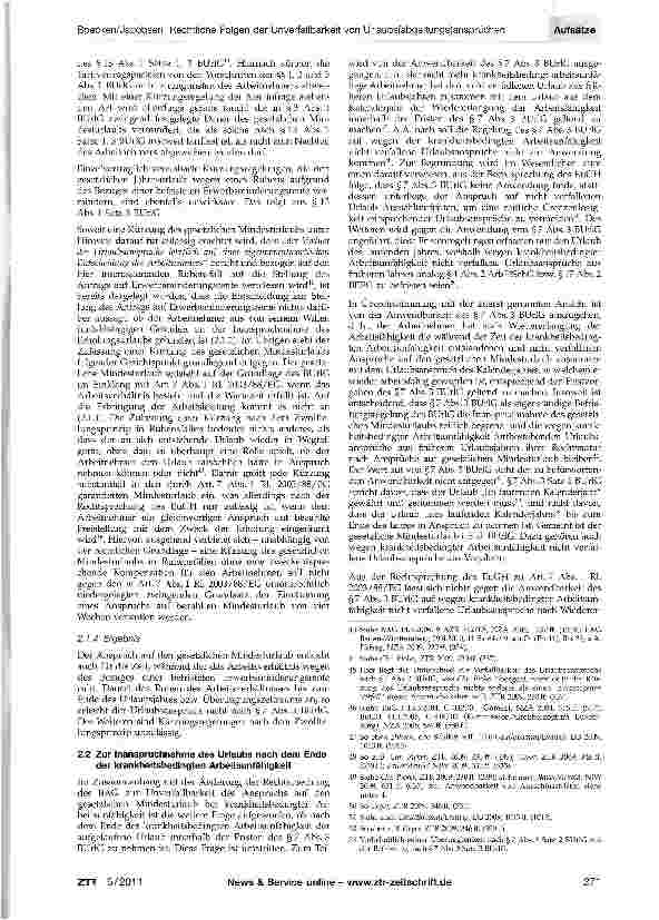 Vorschauseite 5: Rechtliche Folgen der Unverfallbarkeit von Urlaubs(abgel-tungs)ansprüchen bei krankheitsbedingter Arbeitsunfähigkeit