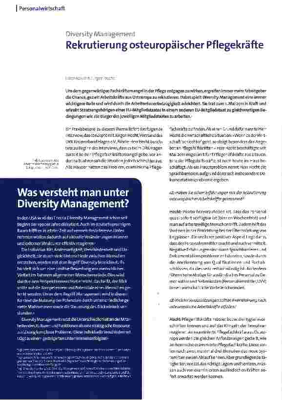 Vorschauseite 1: Rekrutierung osteuropäischer Pflegekräfte