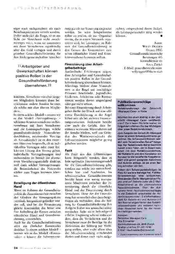 Vorschauseite 3: Finanzierung der Gesundheitsförderung auf dem Prüfstand