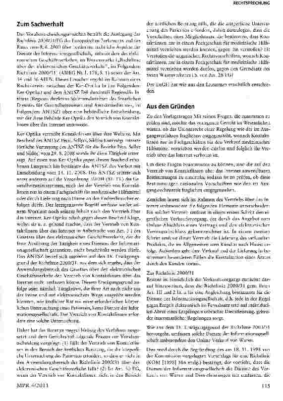 Vorschauseite 2: Internetvertrieb von Kontaktlinsen