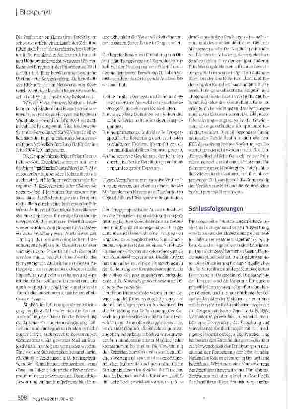 Vorschauseite 6: Priorisierung übertragbarer Infektionserreger unter dem Aspekt der Surveillance und epidemiologischen Forschung