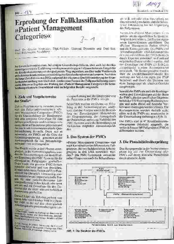Vorschauseite 1: Erprobung der Fallklassifikation Patient Management Categories