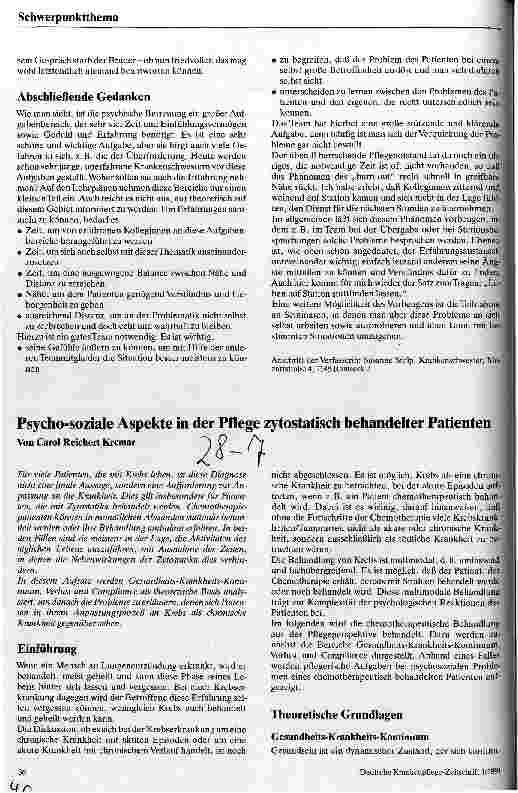 Vorschauseite 4: Die Betreuung onkologischer Patienten