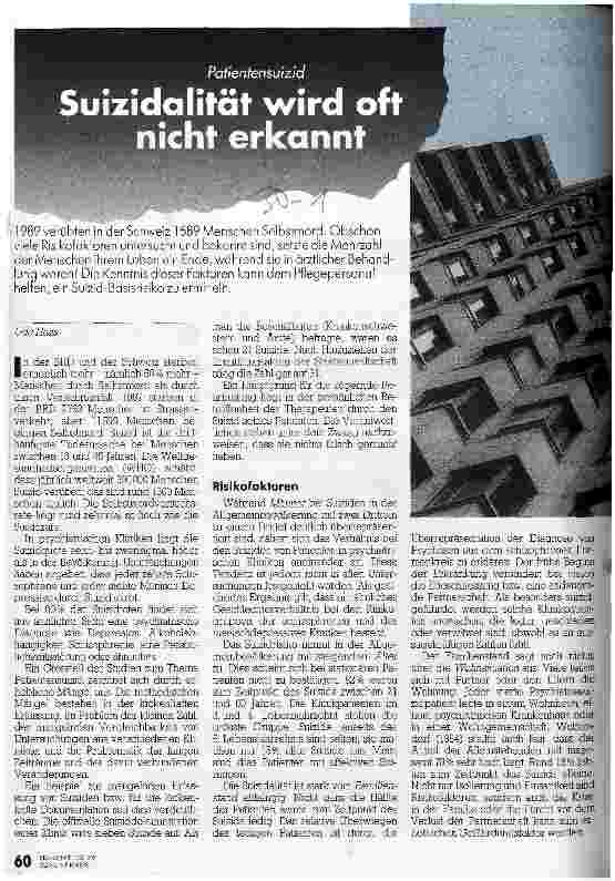 Vorschauseite 1: Suizidalität wird oft nicht erkannt